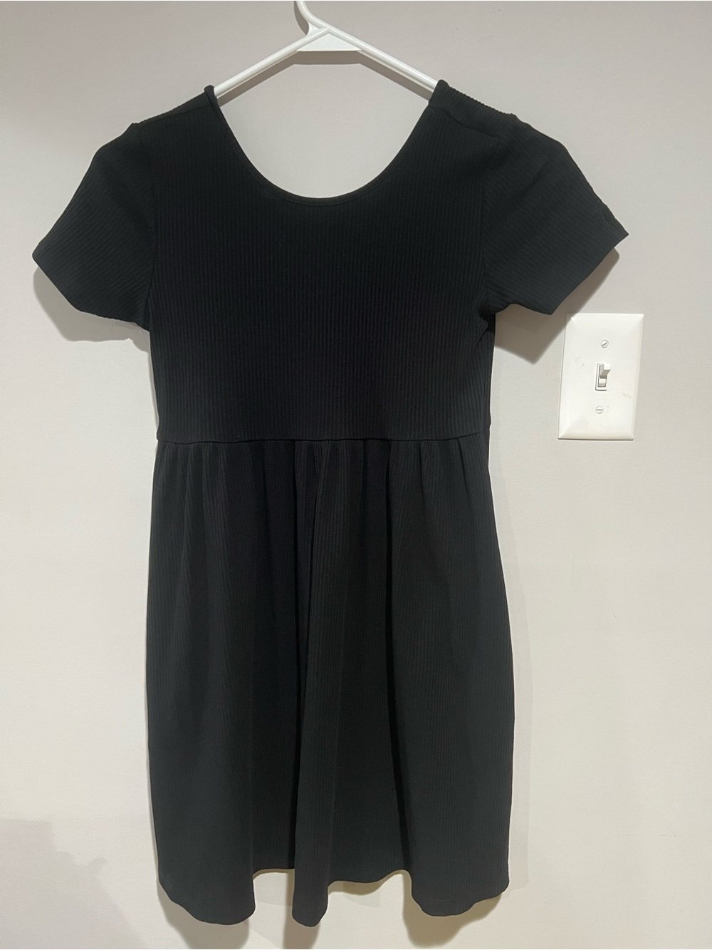 Old navy Black Short-Sleeve Fit & Flare girls Dress, Size: L (10-12)